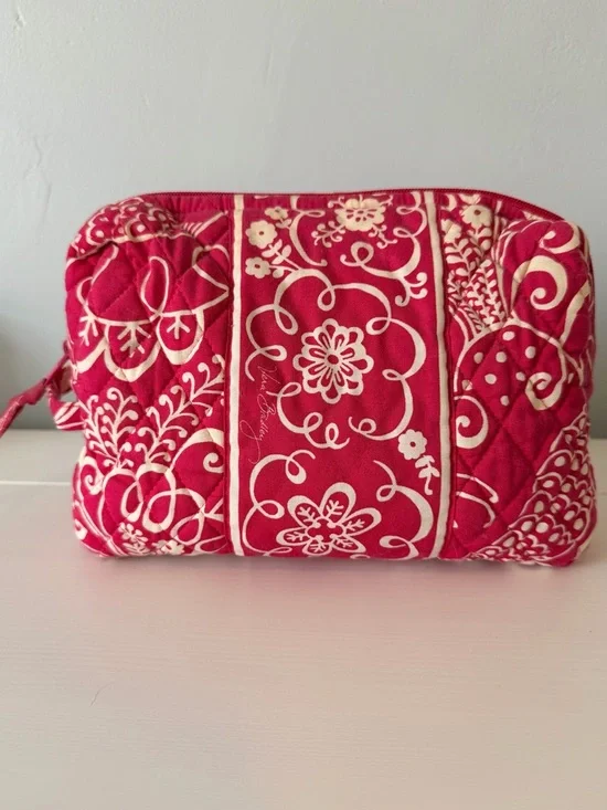 Vera Bradley Twirly Birds Pink Large Cosmetic Pouch - Picture 1 of 7